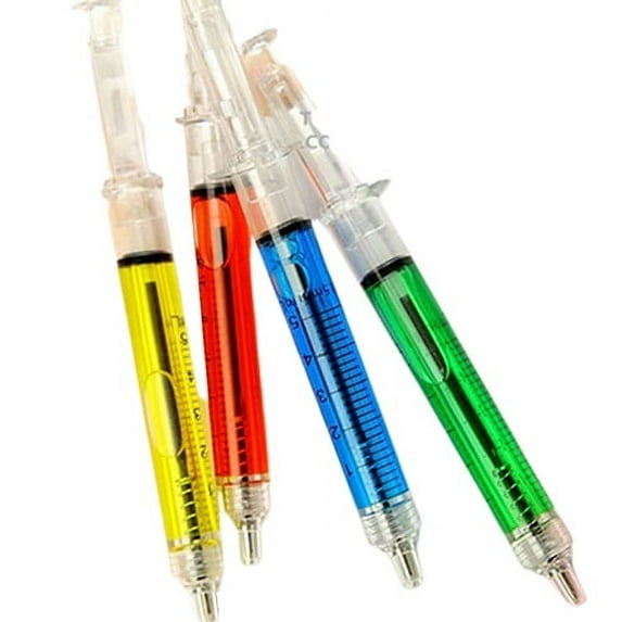 iaksohdu Syringe Injection Shape Ballpen 4Pcs/Set Doctor Nurse Gift Liquid Pen Ballpoint