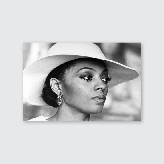 iana Ross with White Hat Black and White Canvas Wall Art Print Beautiful African American Art Icon Home Decor Size 24''x36'' - Postora