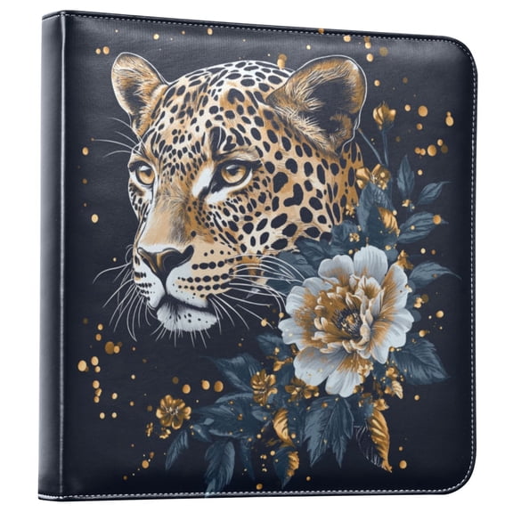 iauyy PU Leather Scrapbook Album | Expandable Binder with 20 Self-Adhesive Pages (11.8x24in)A Leopard