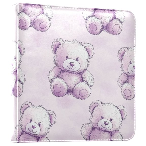 iauyy PU Leather Scrapbook Album | Expandable Binder with 20 Self-Adhesive Pages (11.8x24in),Bear
