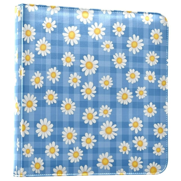 iauyy PU Leather Scrapbook Album | Expandable Binder with 20 Self-Adhesive Pages (11.8x24in)Blue Gingham