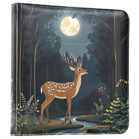 iauyy PU Leather Scrapbook Album | Expandable Binder with 20 Self-Adhesive Pages (11.8x24in)Deer in The Forest