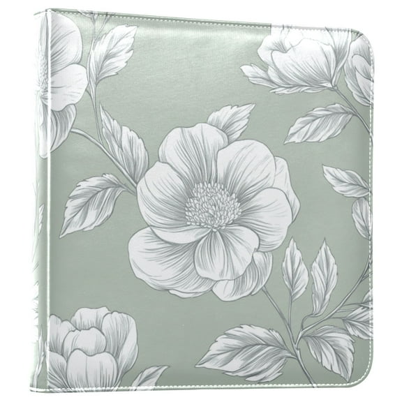 iauyy PU Leather Scrapbook Album | Expandable Binder with 20 Self-Adhesive Pages (11.8x24in)Gray and White Pattern