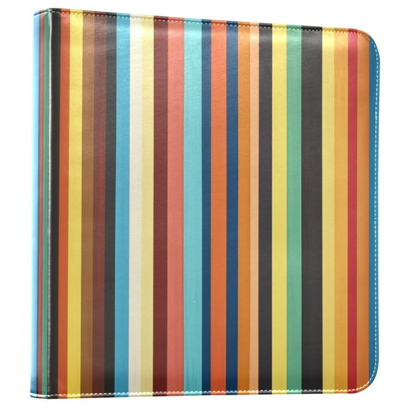 iauyy PU Leather Scrapbook Album | Expandable Binder with 20 Self-Adhesive Pages (11.8x24in)Long Vertical Lines