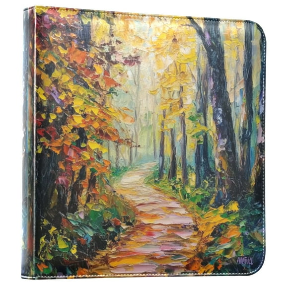 iauyy PU Leather Scrapbook Album | Expandable Binder with 20 Self-Adhesive Pages (11.8x24in)Oil Painting Small Path