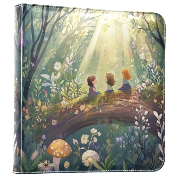 iauyy PU Leather Scrapbook Album | Expandable Binder with 20 Self-Adhesive Pages (11.8x24in)Whimsical Childrens