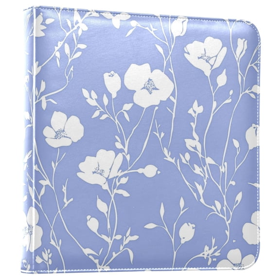 iauyy PU Leather Scrapbook Album | Expandable Binder with 20 Self-Adhesive Pages (11.8x24in)White Floral