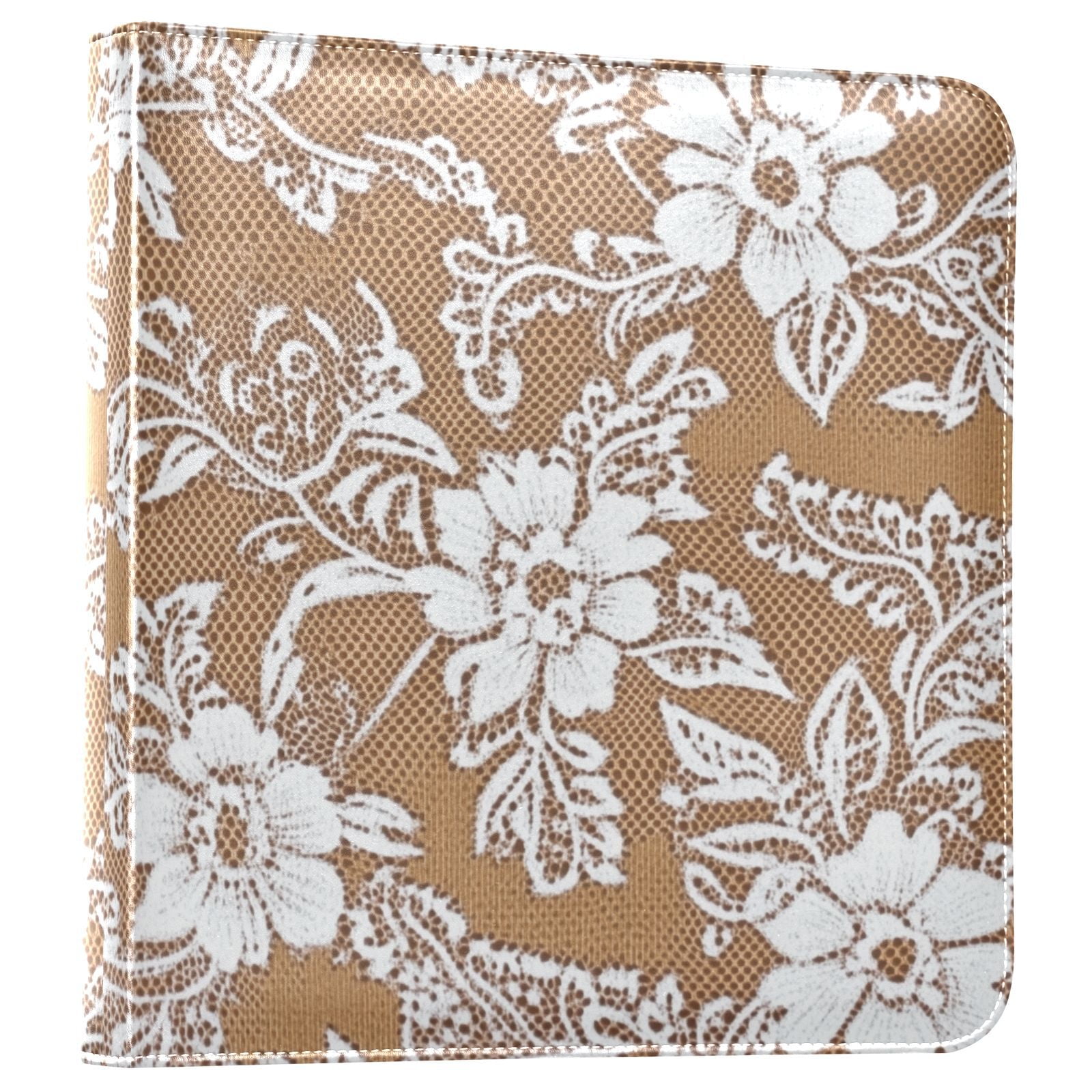 iauyy PU Leather Scrapbook Album | Expandable Binder with 20 Self-Adhesive Pages (11.8x24in)，White Lace Pattern