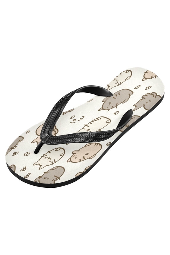 Unisex Printed Flip Flop Sandals - Lightweight Non-Slip Beach Shoes,A Cat Pattern