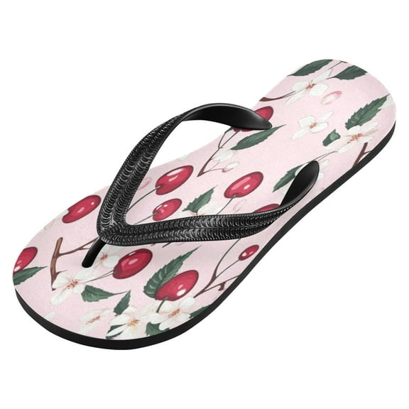 iauyy Unisex Printed Flip Flop Sandals - Lightweight Non-Slip Beach Shoes,A Cherry Pattern