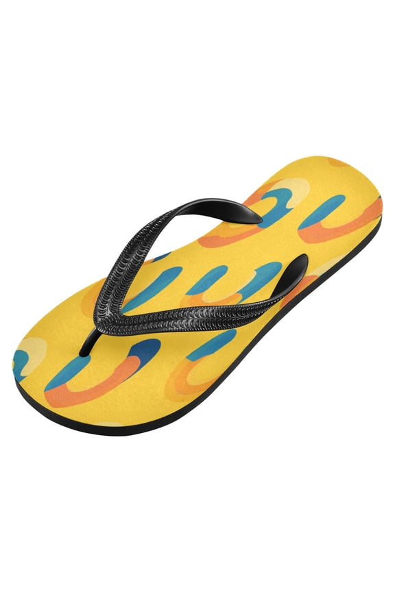Unisex Printed Flip Flop Sandals - Lightweight Non-Slip Beach Shoes,A Horseshoe-shaped