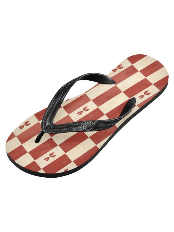 Unisex Printed Flip Flop Sandals - Lightweight Non-Slip Beach Shoes,A Red Pattern