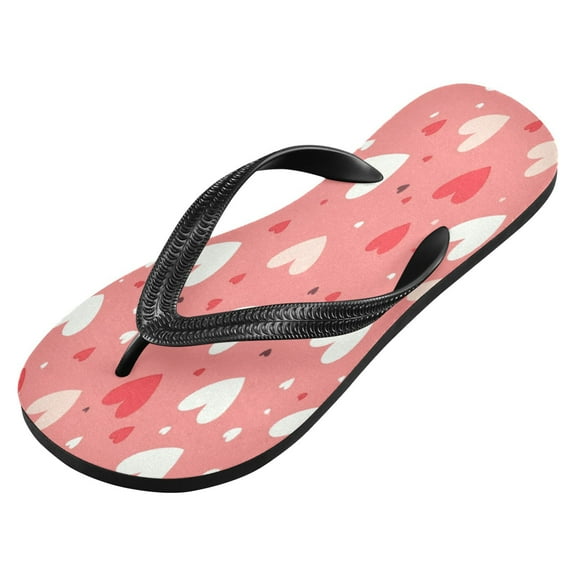 iauyy Unisex Printed Flip Flop Sandals - Lightweight Non-Slip Beach Shoes,A Red and White Hearts