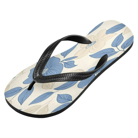 iauyy Unisex Printed Flip Flop Sandals - Lightweight Non-Slip Beach Shoes,Blue Flowers