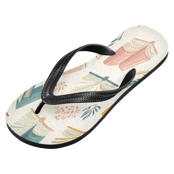 iauyy Unisex Printed Flip Flop Sandals - Lightweight Non-Slip Beach Shoes,Book
