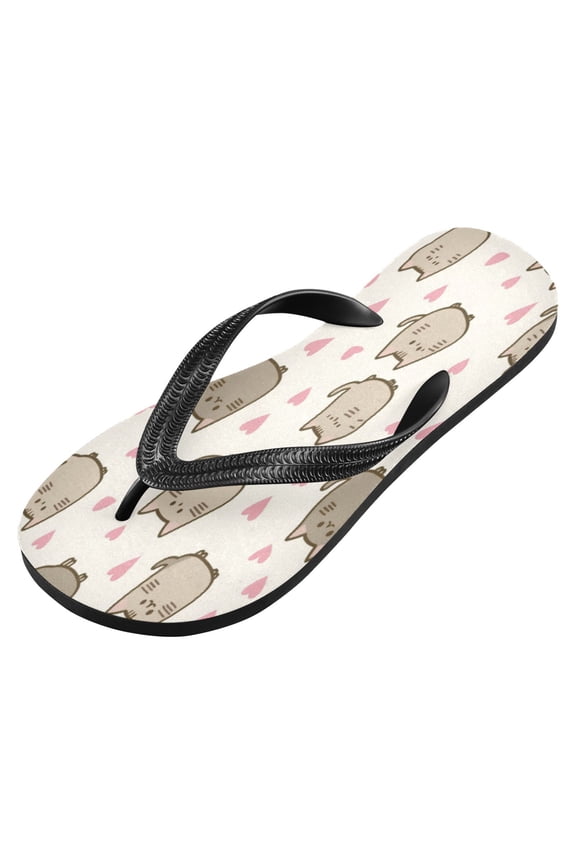 Unisex Printed Flip Flop Sandals - Lightweight Non-Slip Beach Shoes,Cat Pattern