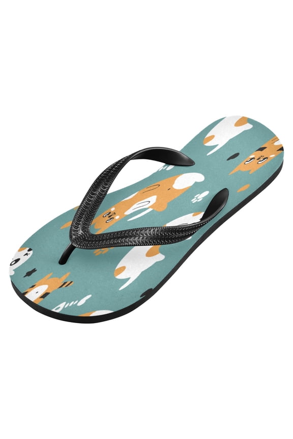 Unisex Printed Flip Flop Sandals - Lightweight Non-Slip Beach Shoes,Cat