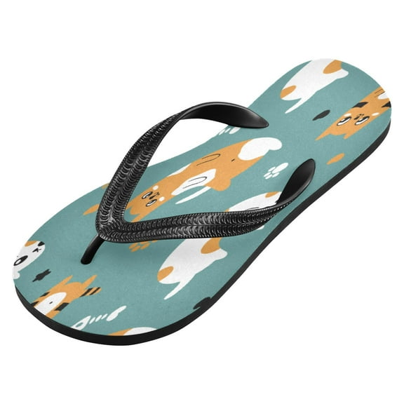iauyy Unisex Printed Flip Flop Sandals - Lightweight Non-Slip Beach Shoes,Cat