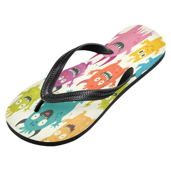 iauyy Unisex Printed Flip Flop Sandals - Lightweight Non-Slip Beach Shoes,Cute Monsters