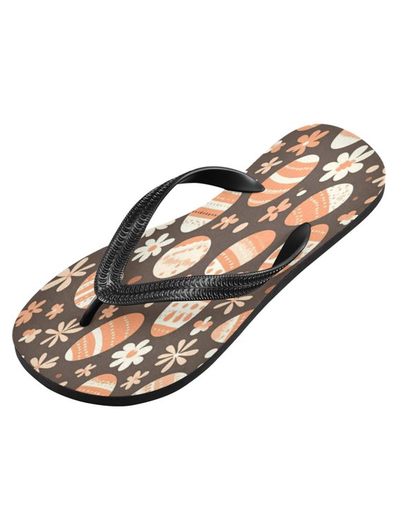 Unisex Printed Flip Flop Sandals - Lightweight Non-Slip Beach Shoes,Easter Eggs