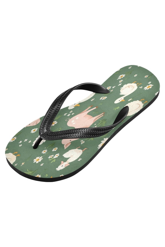Unisex Printed Flip Flop Sandals - Lightweight Non-Slip Beach Shoes,Farm Animals