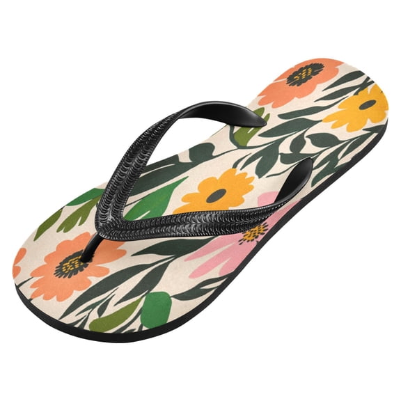 iauyy Unisex Printed Flip Flop Sandals - Lightweight Non-Slip Beach Shoes,Flora