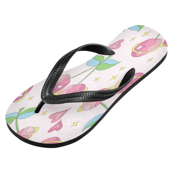 iauyy Unisex Printed Flip Flop Sandals - Lightweight Non-Slip Beach Shoes,Flower