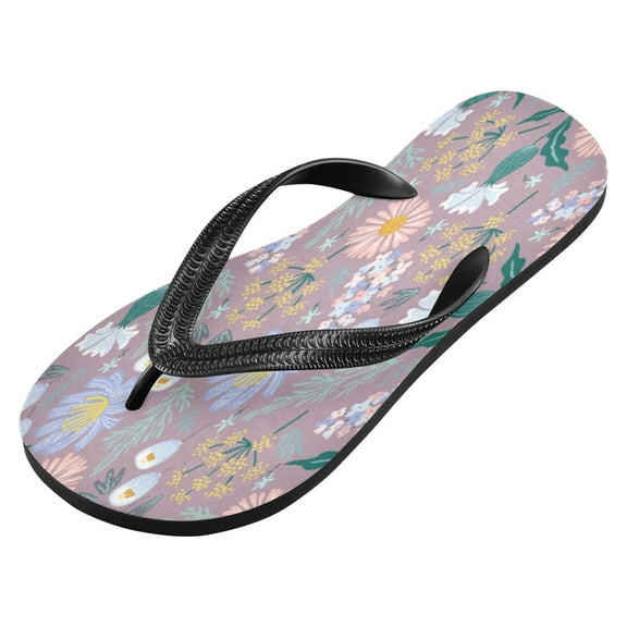 iauyy Unisex Printed Flip Flop Sandals - Lightweight Non-Slip Beach Shoes,Flowers