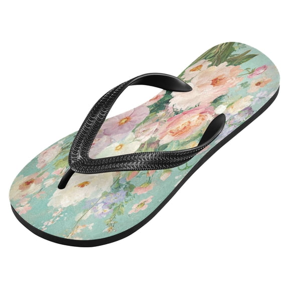 iauyy Unisex Printed Flip Flop Sandals - Lightweight Non-Slip Beach Shoes,Flowers