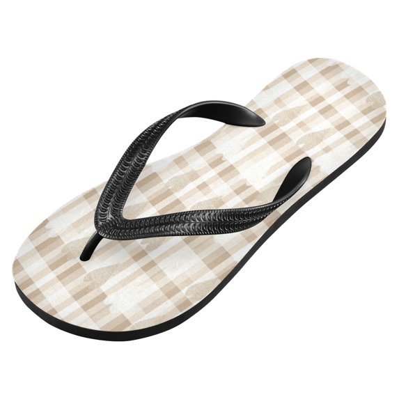 iauyy Unisex Printed Flip Flop Sandals - Lightweight Non-Slip Beach Shoes,Gingham Pattern