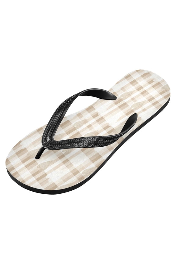 Unisex Printed Flip Flop Sandals - Lightweight Non-Slip Beach Shoes,Gingham Pattern