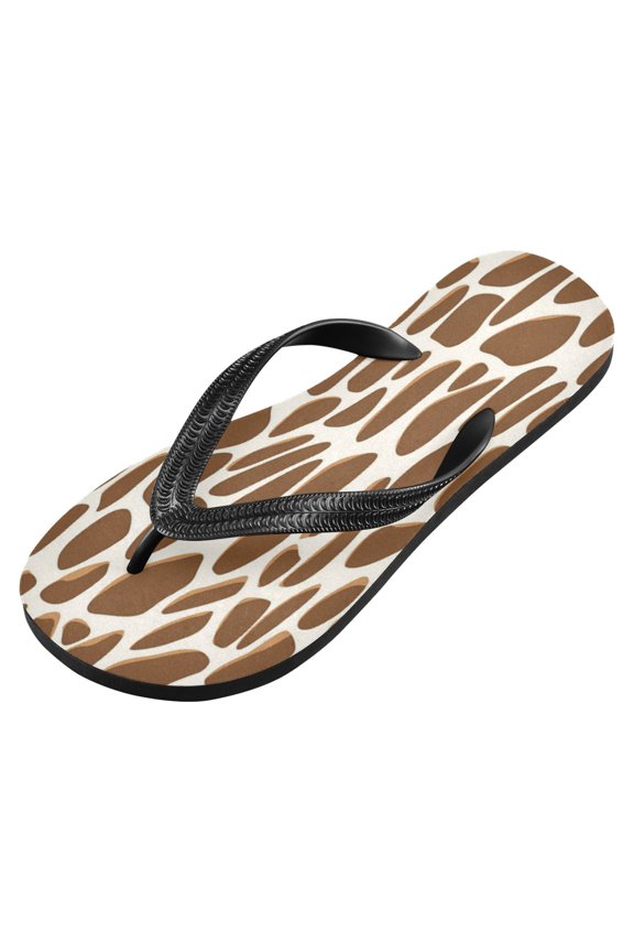 Unisex Printed Flip Flop Sandals - Lightweight Non-Slip Beach Shoes,Giraffe Print Pattern