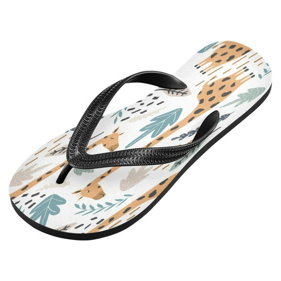 iauyy Unisex Printed Flip Flop Sandals - Lightweight Non-Slip Beach Shoes,Giraffe