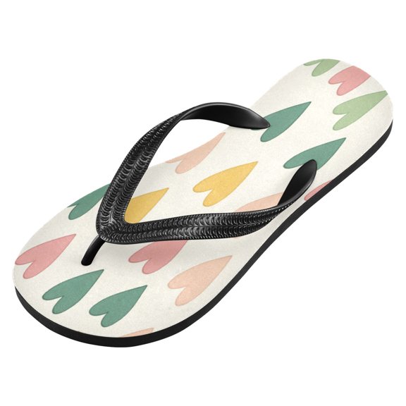 iauyy Unisex Printed Flip Flop Sandals - Lightweight Non-Slip Beach Shoes,Heart