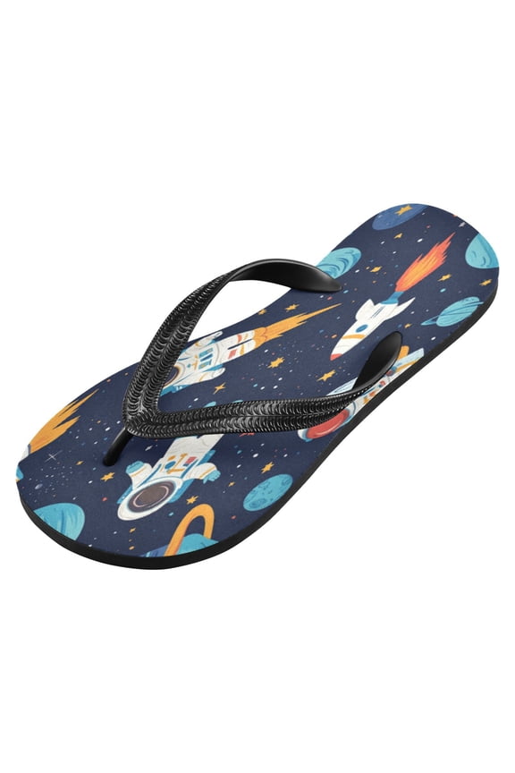 Unisex Printed Flip Flop Sandals - Lightweight Non-Slip Beach Shoes,Many Astronauts