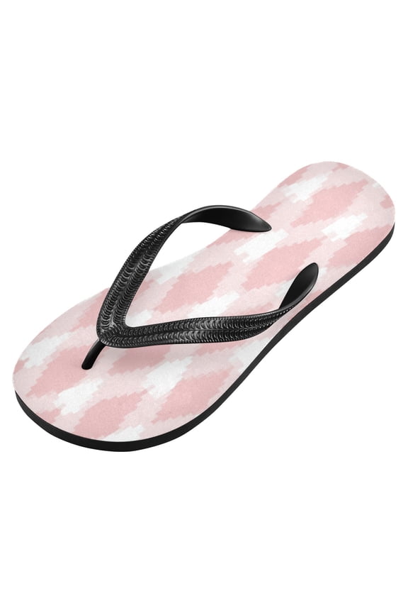Unisex Printed Flip Flop Sandals - Lightweight Non-Slip Beach Shoes,Pink Gingham Pattern