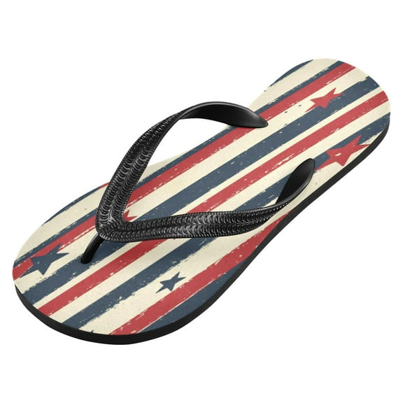 iauyy Unisex Printed Flip Flop Sandals - Lightweight Non-Slip Beach Shoes,Red White and Blue Stripes