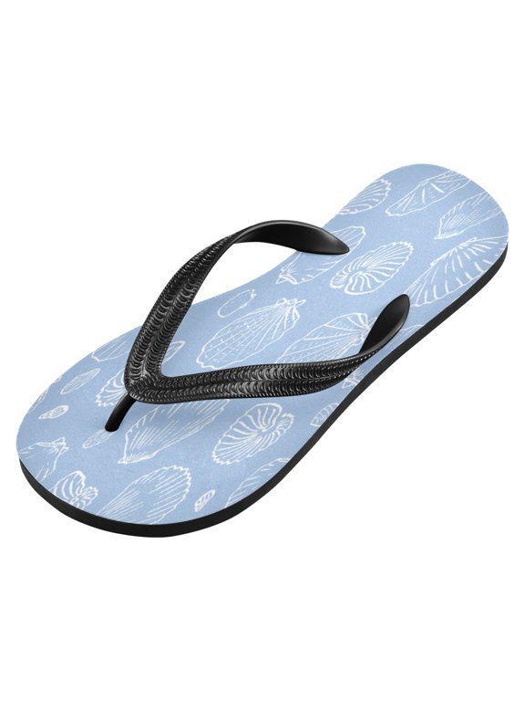Unisex Printed Flip Flop Sandals - Lightweight Non-Slip Beach Shoes,Shell