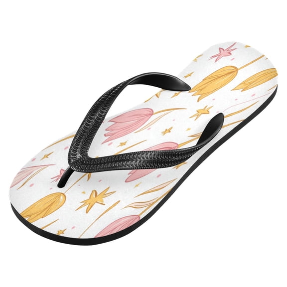 iauyy Unisex Printed Flip Flop Sandals - Lightweight Non-Slip Beach Shoes,Tulip