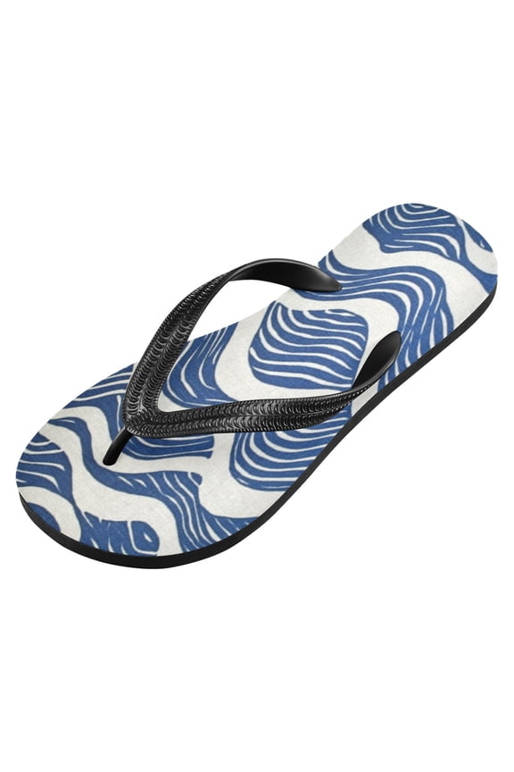 Unisex Printed Flip Flop Sandals - Lightweight Non-Slip Beach Shoes,Wave