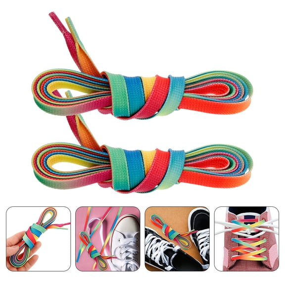 ibasenice 1 Pair Rainbow Shoelaces Gradient Rainbow Style Durable Flat Weave Strap for Athletic Activities Men Women