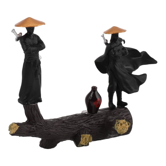 ibasenice Ancient Chinese Warrior Figurine Black Plastic Statue for Car Dashboard and Office Desk Decor Unique Design Set
