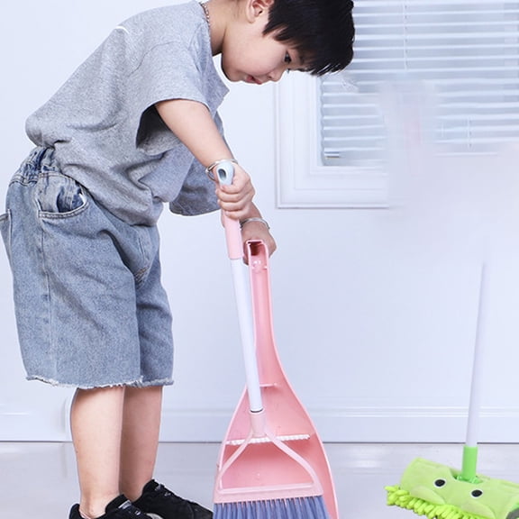 ibasenice 1 Set Red Mini Broom Dustpan Home Cleaning Playtime