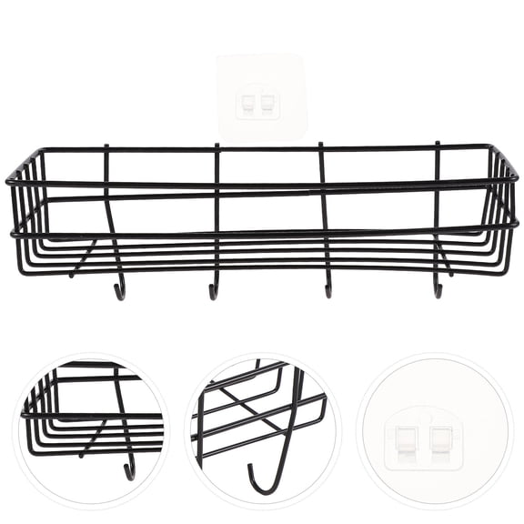 ibasenice Wall Rack Set with Wrought Iron Frame, Kitchen Storage Organizer for Heavy Load Capacity and Space Saving Solution