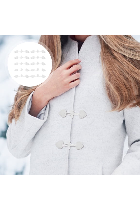 10Pairs White Coat Decorative Buttons Versatile PU Toggle Clasps for Clothing Embellishment and Replacement