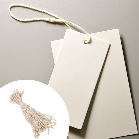 ibasenice Cotton Hanging Tags Beige Secure Price Labels for Display and Clothing 1000Pcs