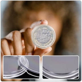 ibasenice 100Pcs Portable Coin Capsules Transparent Plastic Cases with Dust Proof and Durable Design