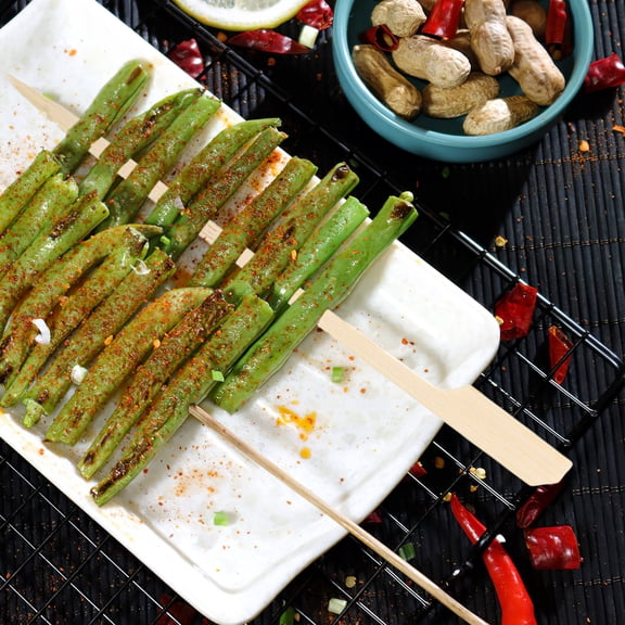 ibasenice Grilled Meat Skewer Skewer Khaki Grilling Enthusiasts Outdoor Barbecue 100Pcs