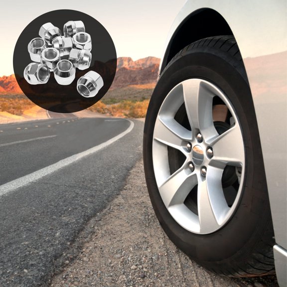 ibasenice 10Pcs Car Wheel Lug Nuts Set Chrome Acorn Bulge Design for Secure Wheel Fixation