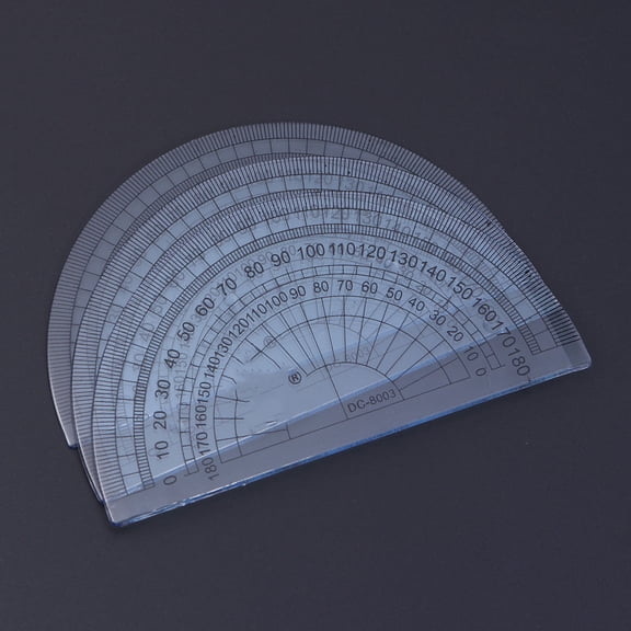 ibasenice 10Pcs Transparent Plastic Protractor with Bold Numbers for Precise Math Angle Measurement